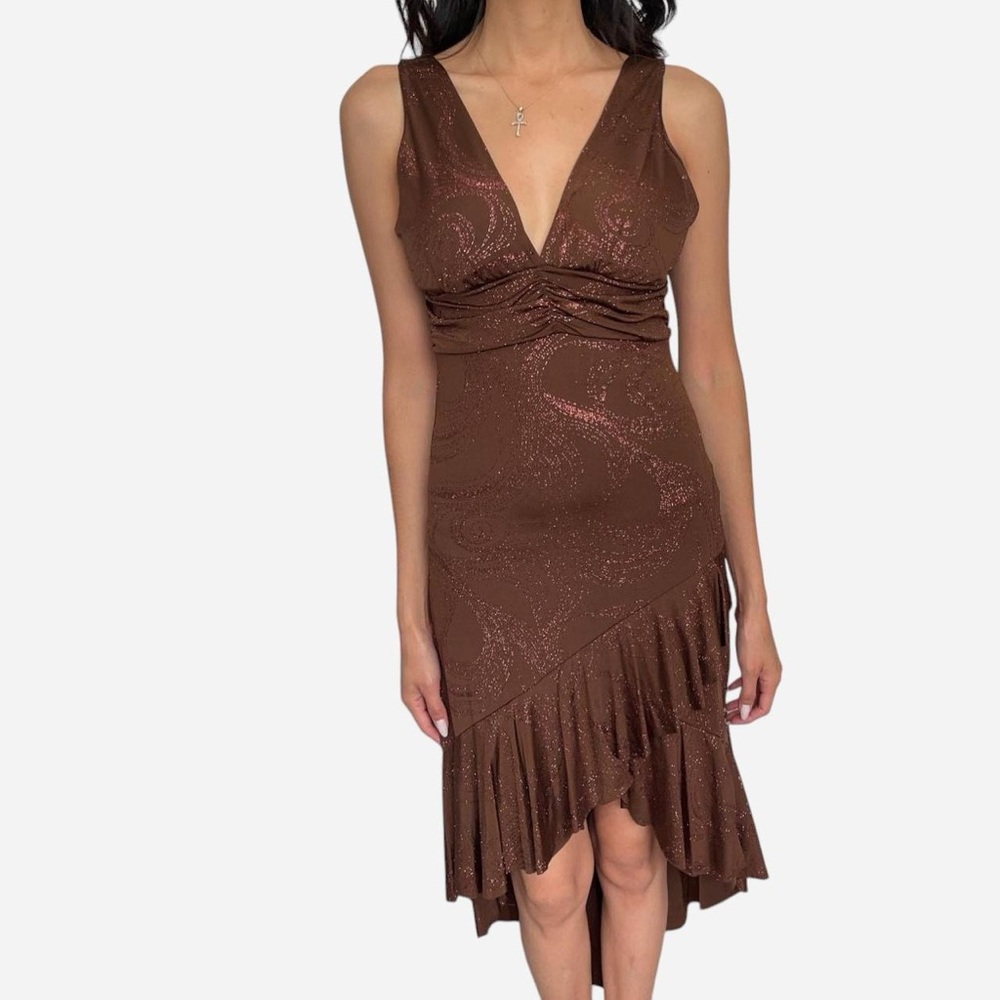 2000’s Elegant Brown Sleeveless Dress